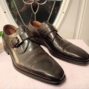 MAGNANNI MARCO MENS SZ 14 M SINGLE STRAP MONK LEATHER LOAFERS DRESS RETRO CASUAL